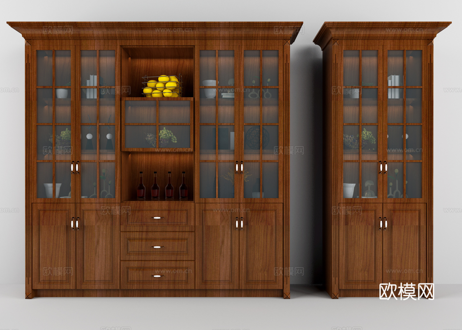 简欧美式酒柜模型3d模型