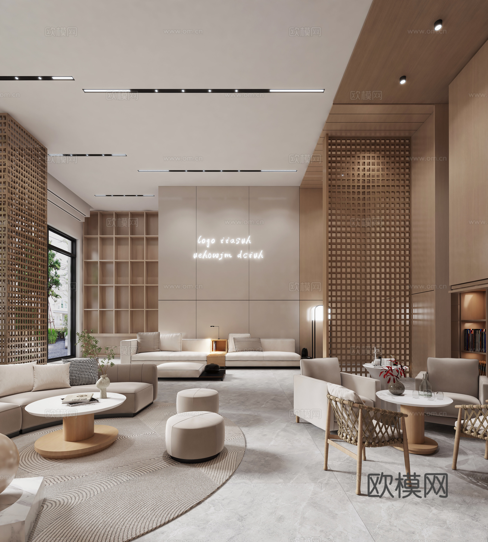 大厅 办公前厅 酒店大堂 沙发茶几 办公楼大堂 接待大堂3d模型