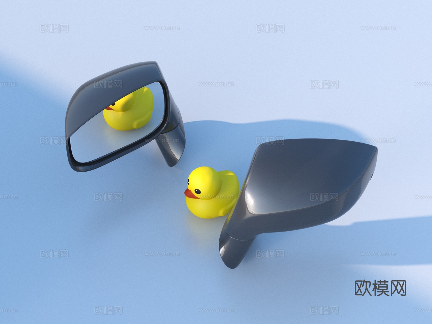 后视镜 车镜 小黄鸭 玩具3d模型