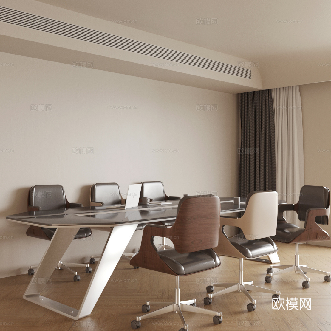 高级金属会议桌椅 会议室桌椅 培训室桌椅 现代极简会议桌3d模型