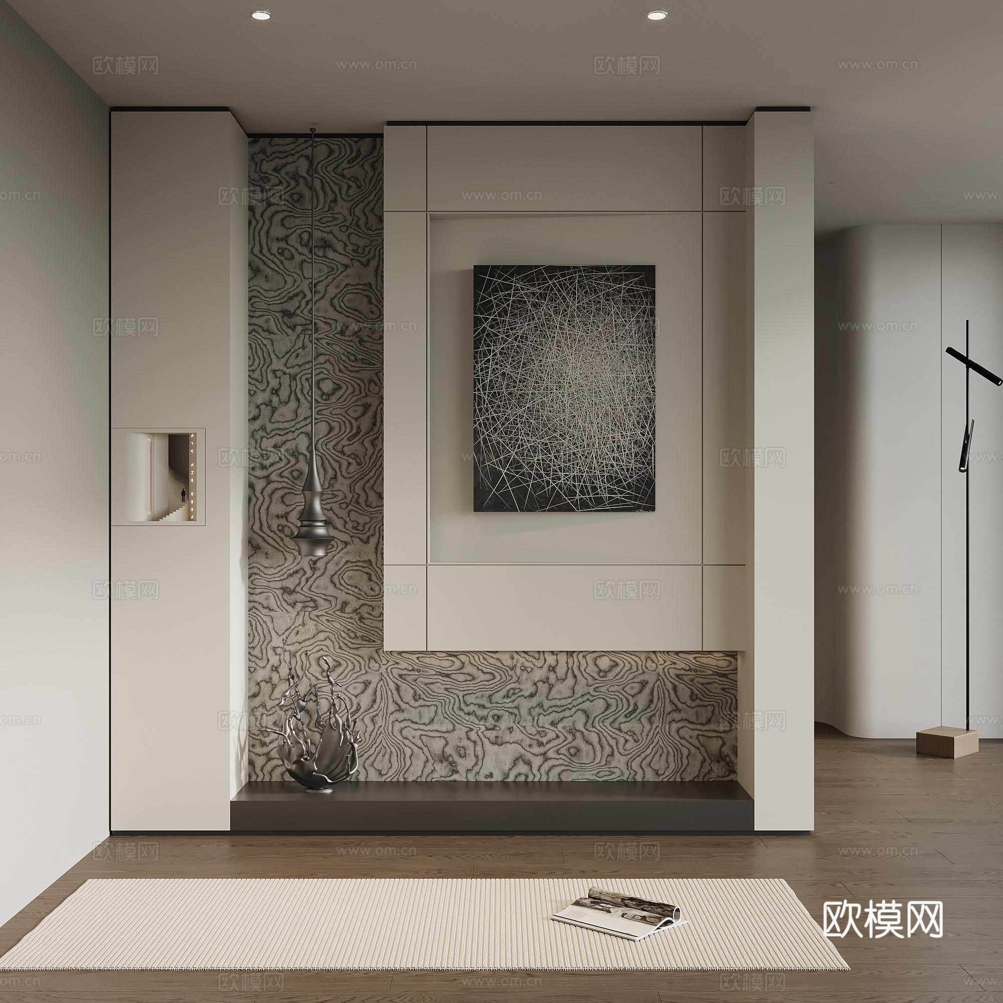 现代入户玄关 端景墙su模型