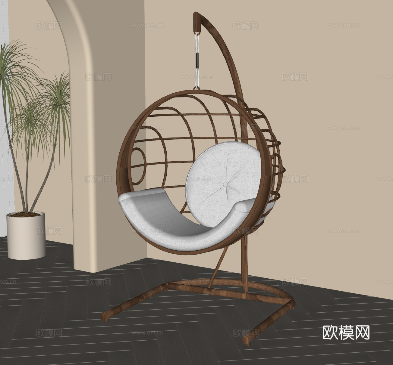 法式中古秋千椅 室内秋千椅su模型