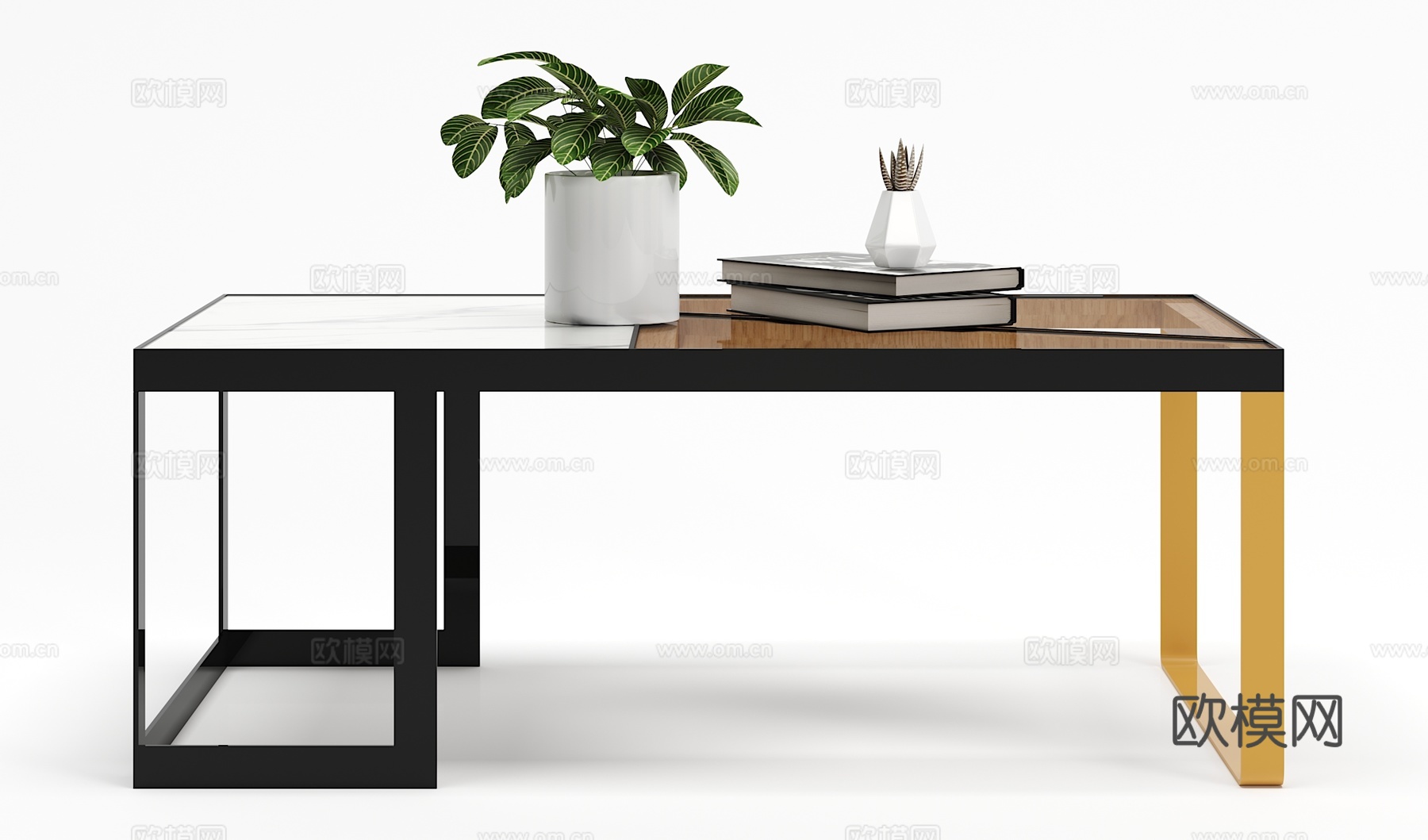 现代茶几摆件组合3d模型