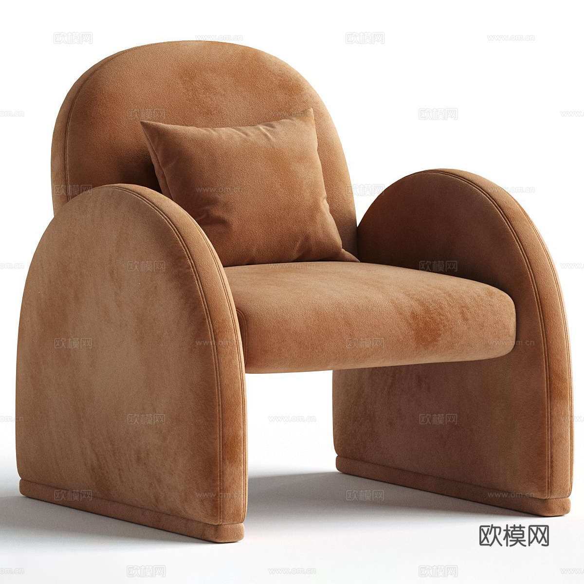 现代意式奶油风布艺扶手椅3d模型