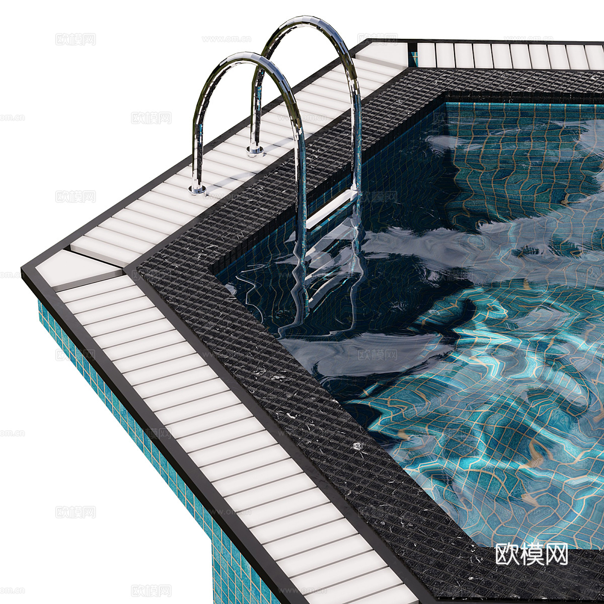 现代户外游泳池3d模型