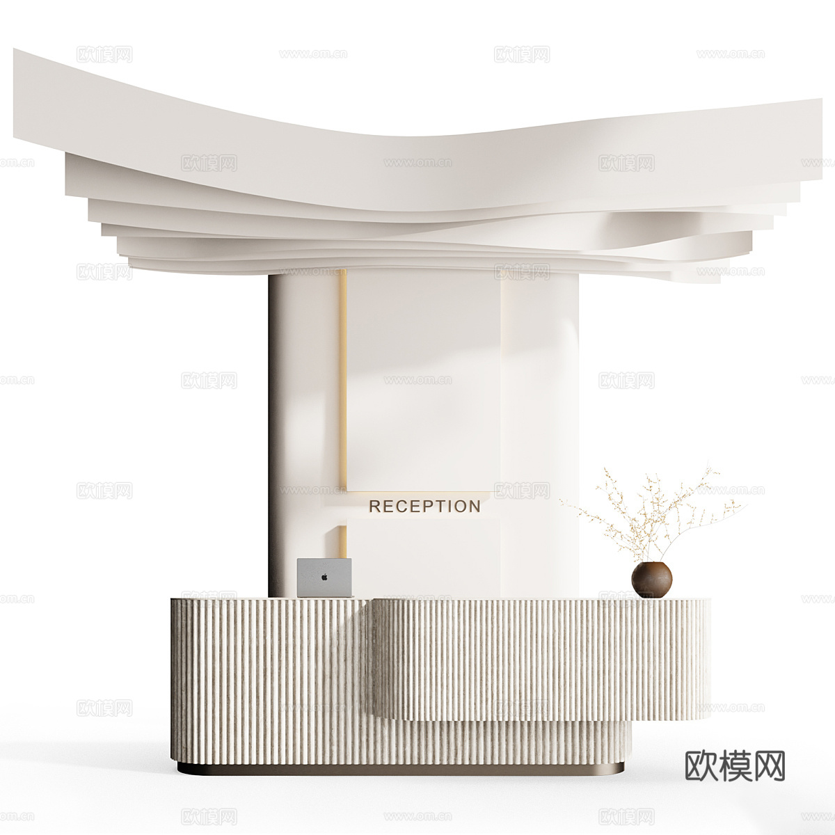 现代意式公司前台 接待台3d模型