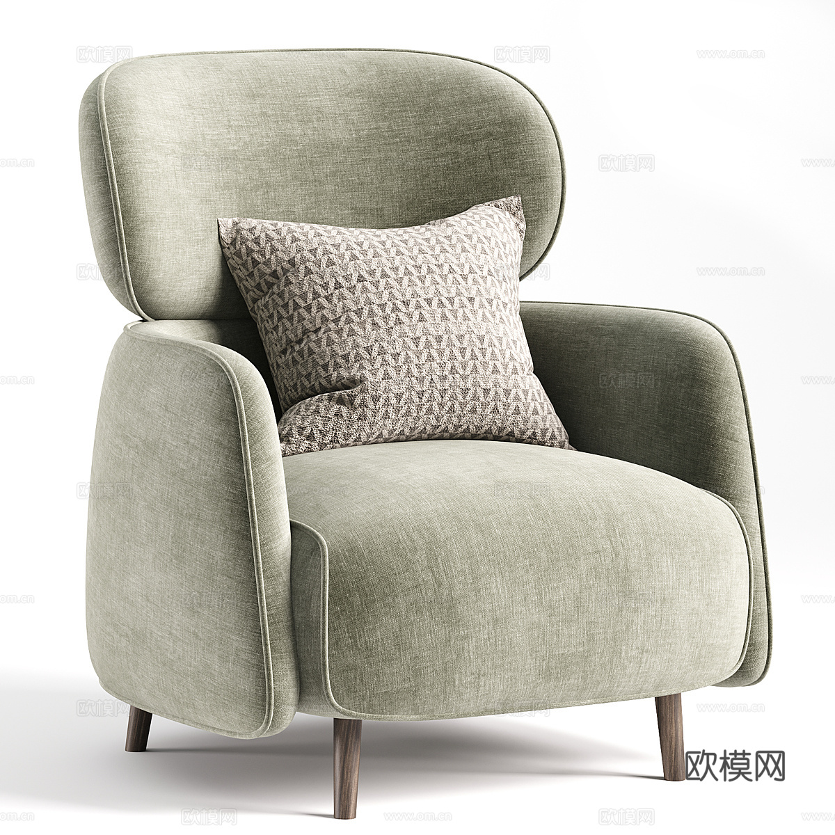 现代意式布艺扶手椅3d模型