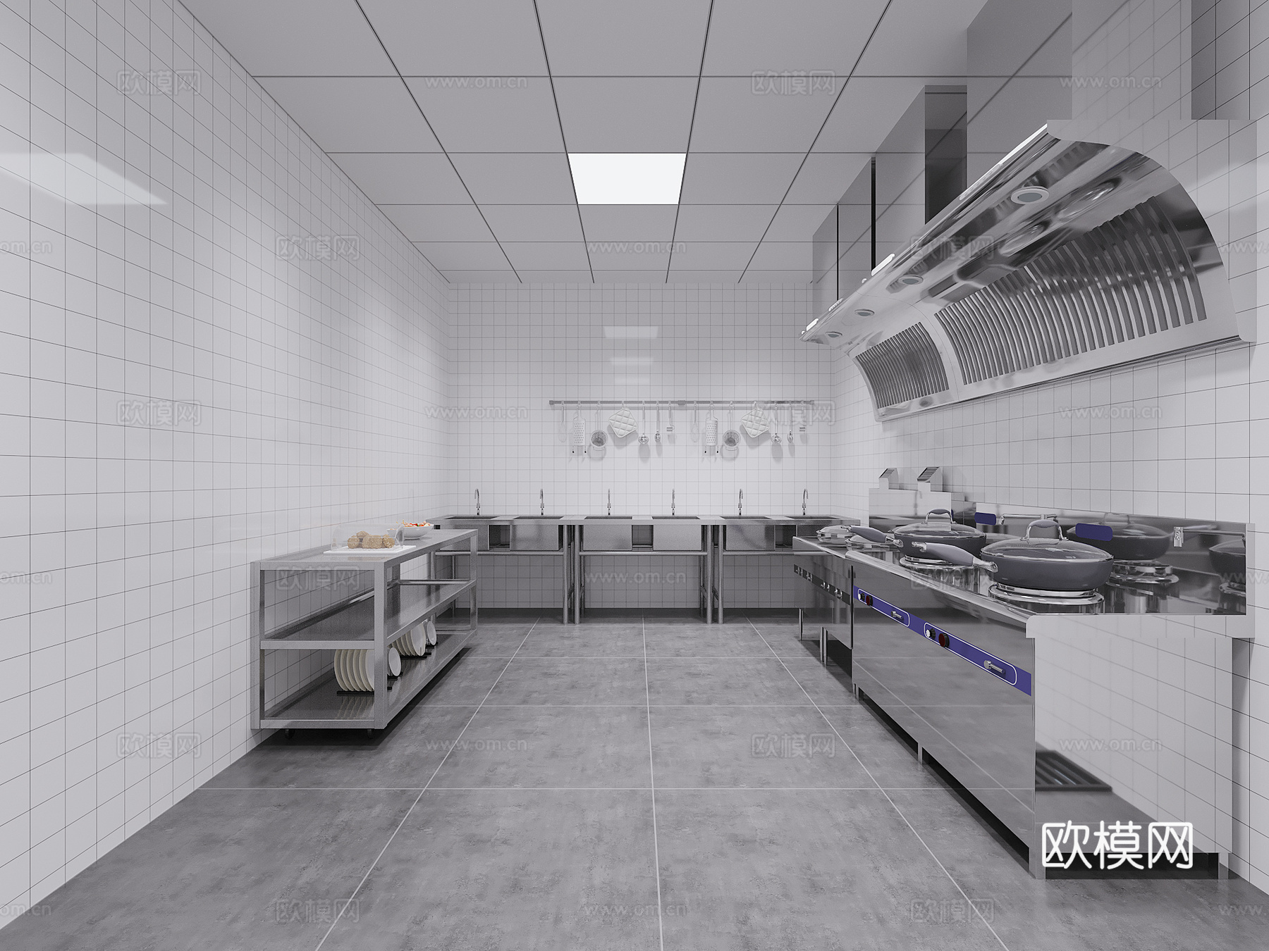 现代餐饮后厨3d模型