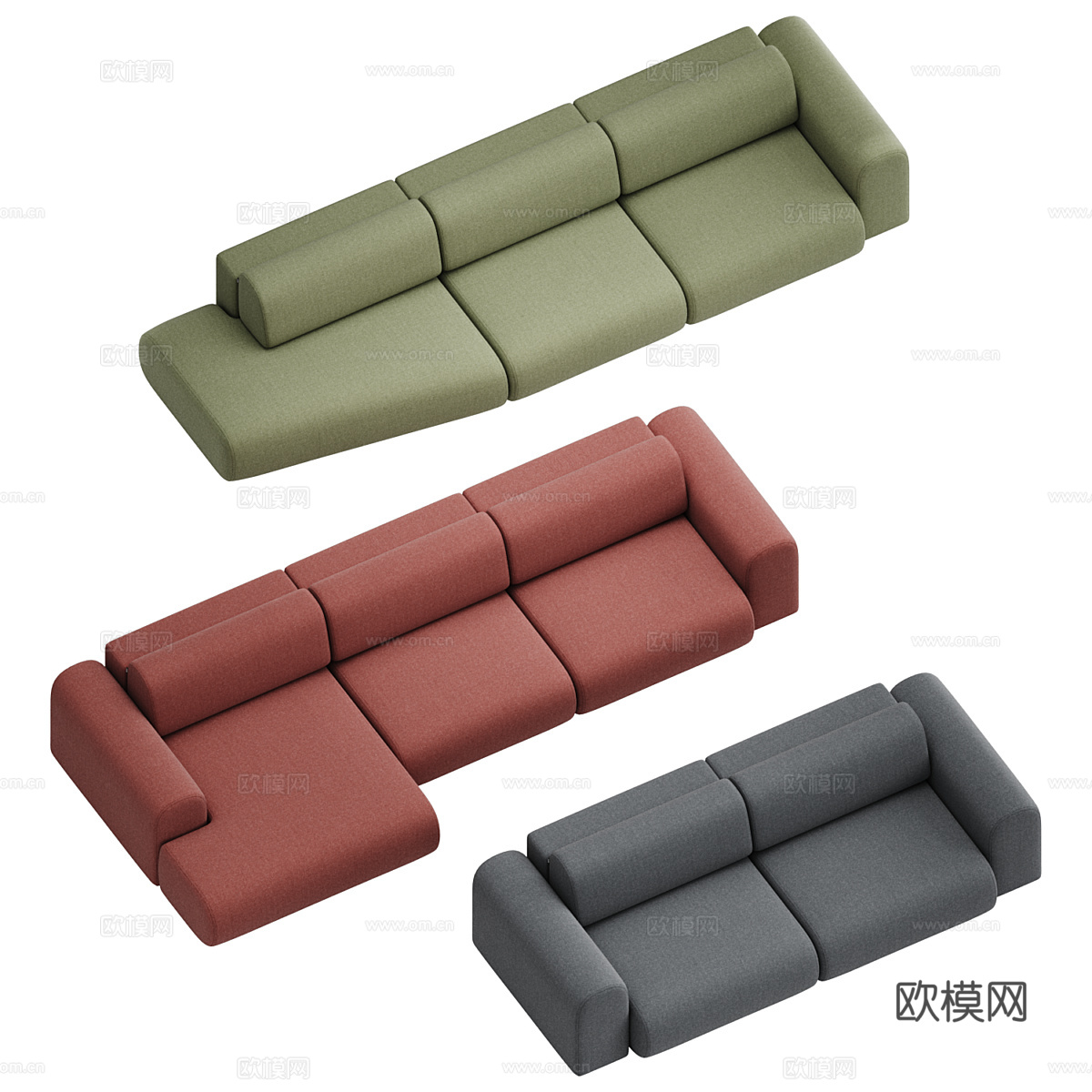 现代意式奶油风 Mail 布艺组合沙发3d模型