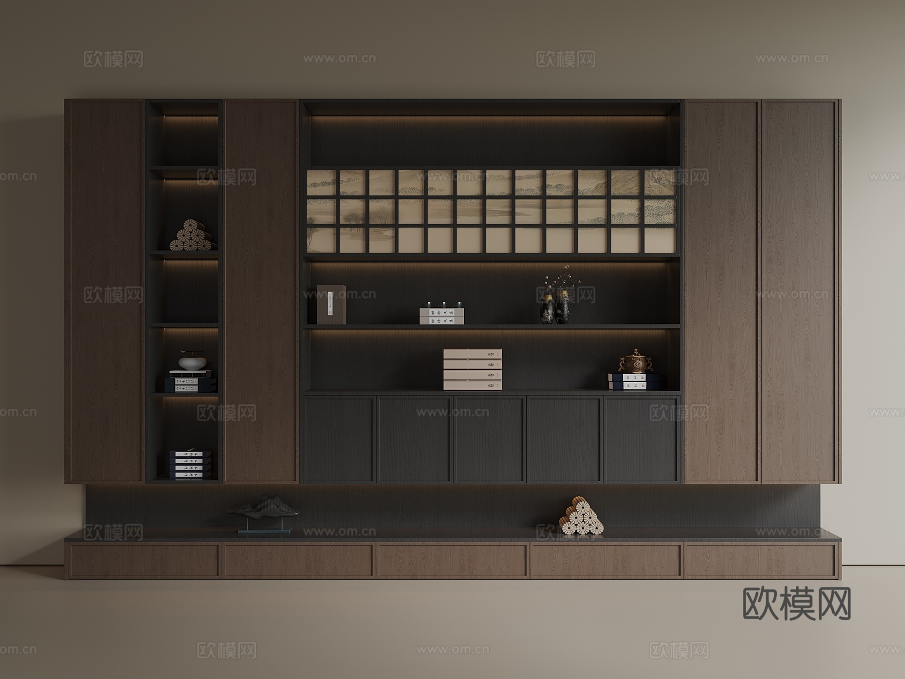 中古 新中式 茶柜 酒柜 储物柜su模型