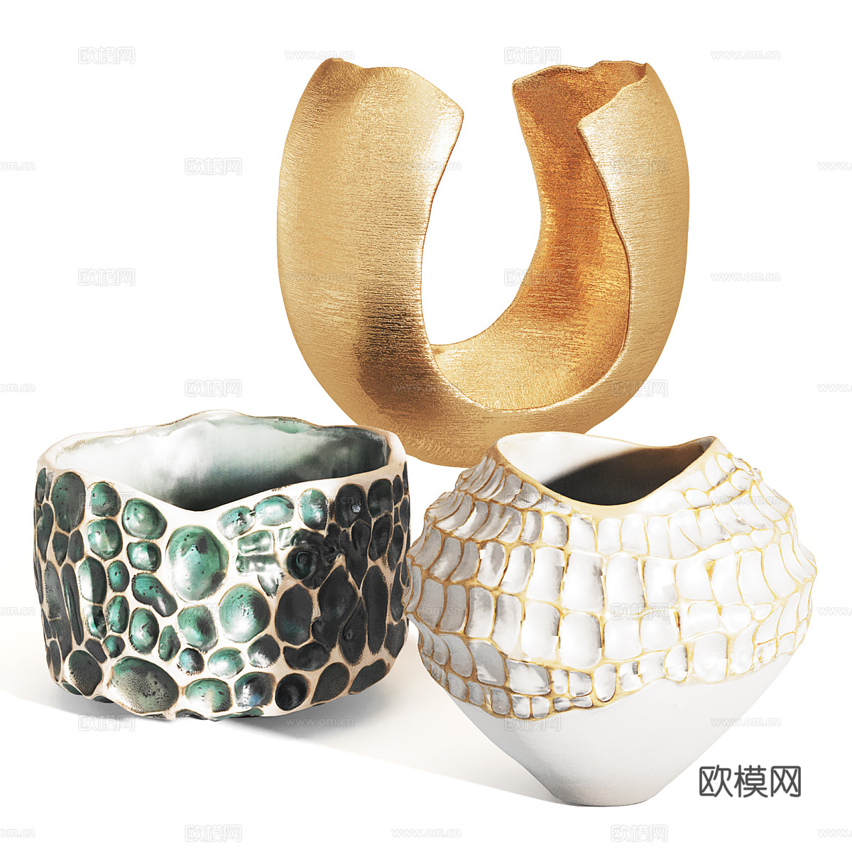 新中式轻奢艺术花瓶 陶罐3d模型