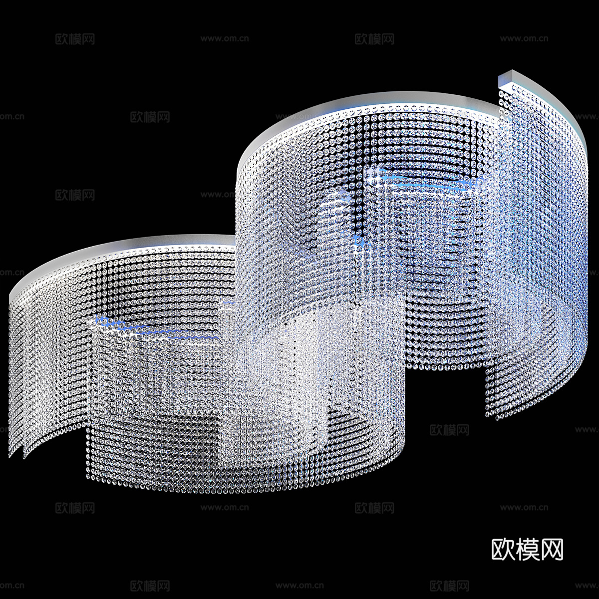 现代大型水晶吸顶灯3d模型