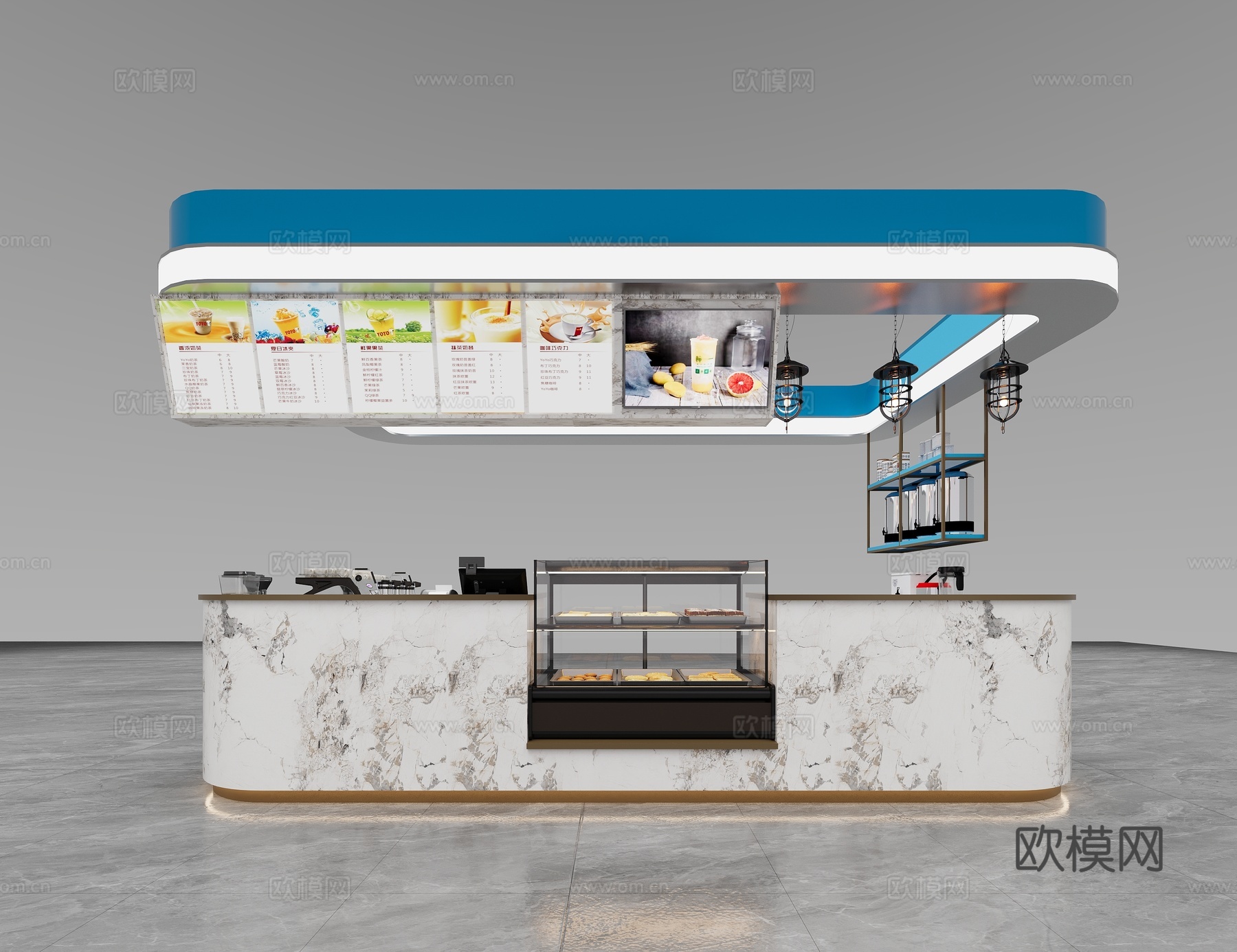 现代奶茶店3d模型