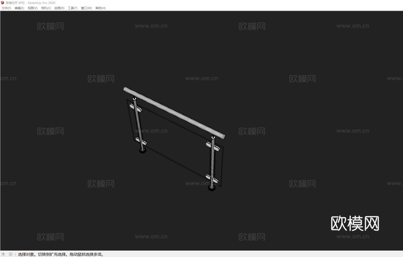 玻璃栏杆 护栏su模型