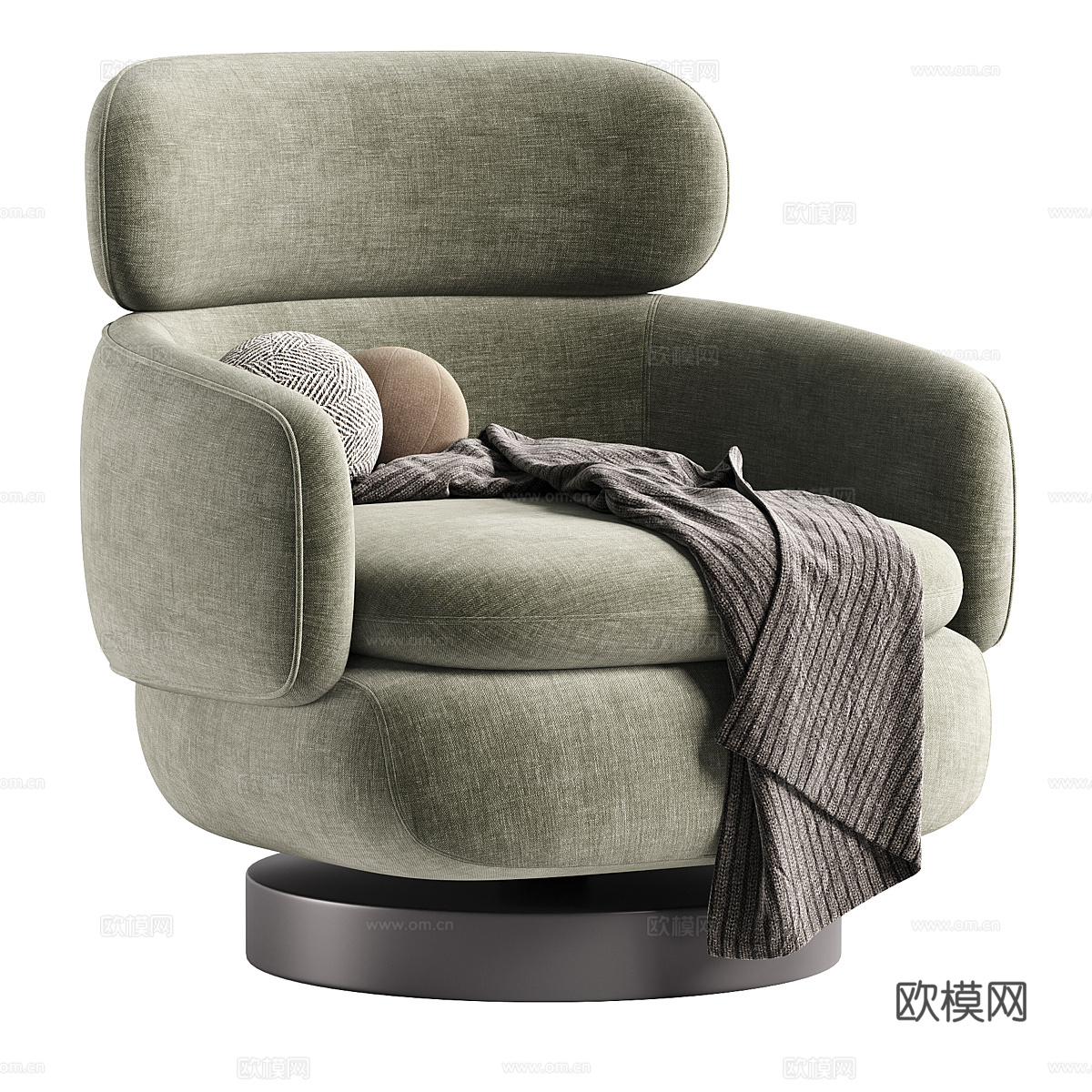 现代意式轻奢布艺扶手椅3d模型