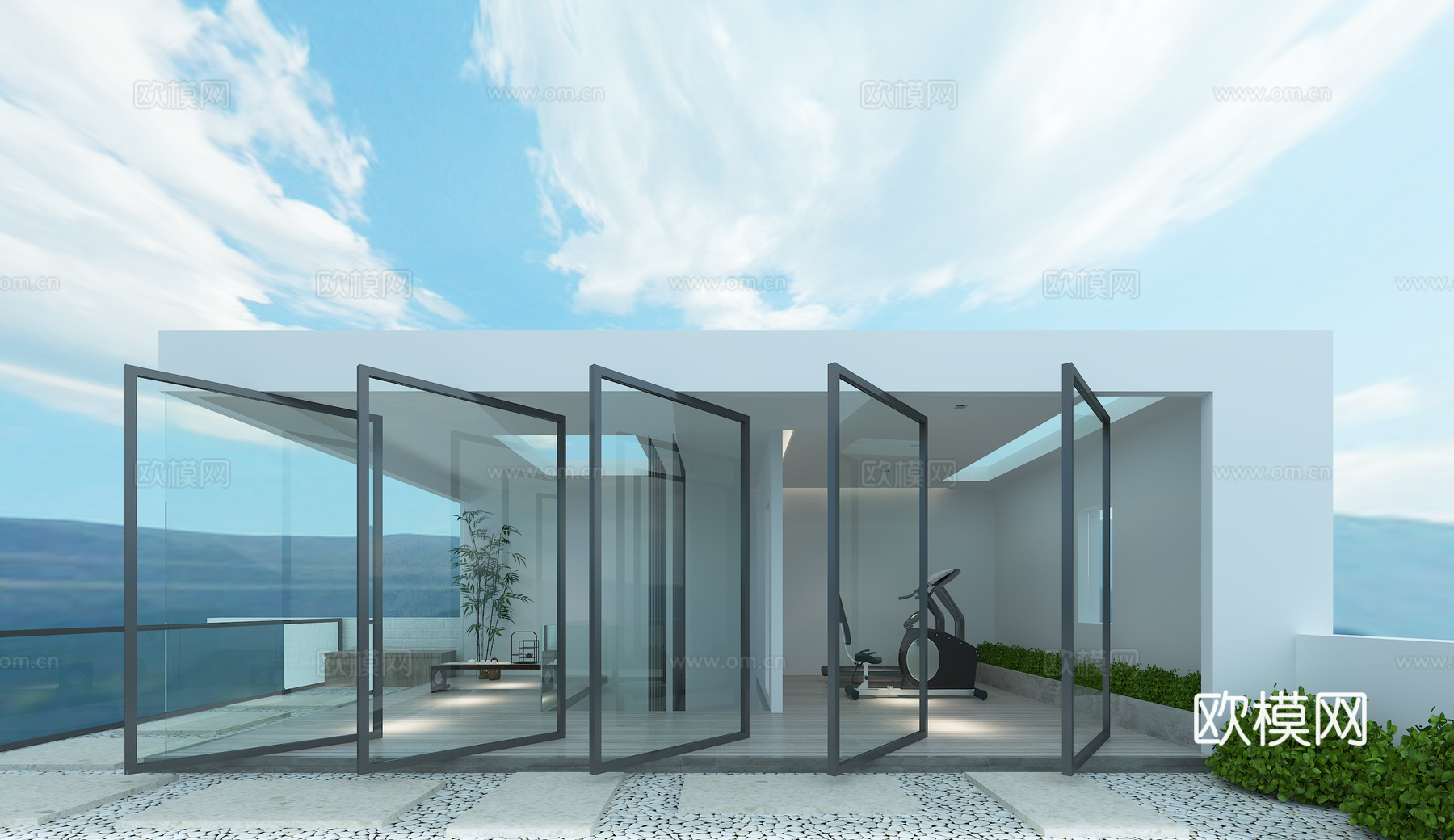 现代顶楼花园休闲区3d模型