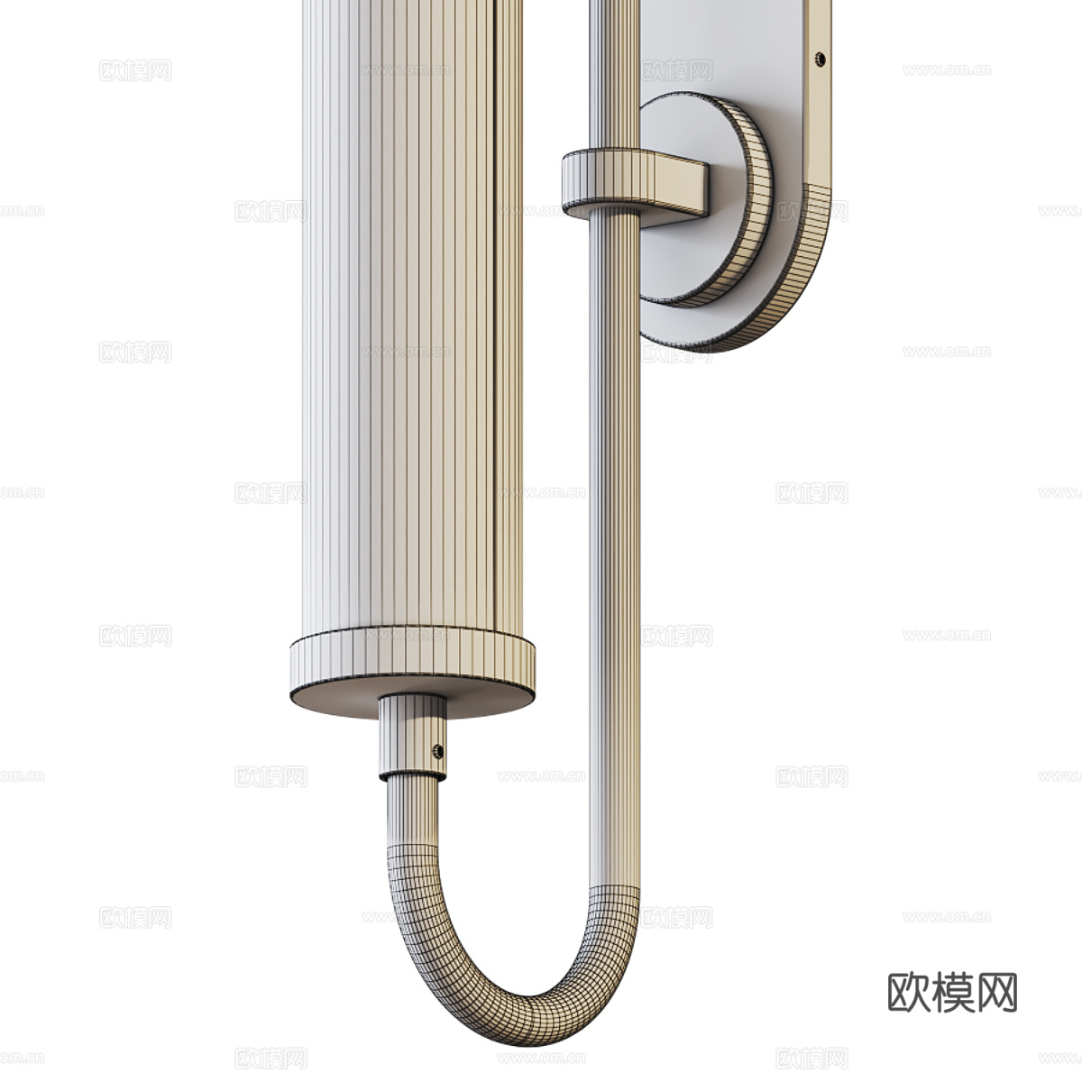 现代轻奢长条金属玻璃壁灯3d模型