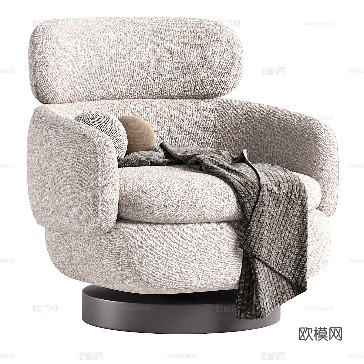 现代意式轻奢布艺扶手椅3d模型