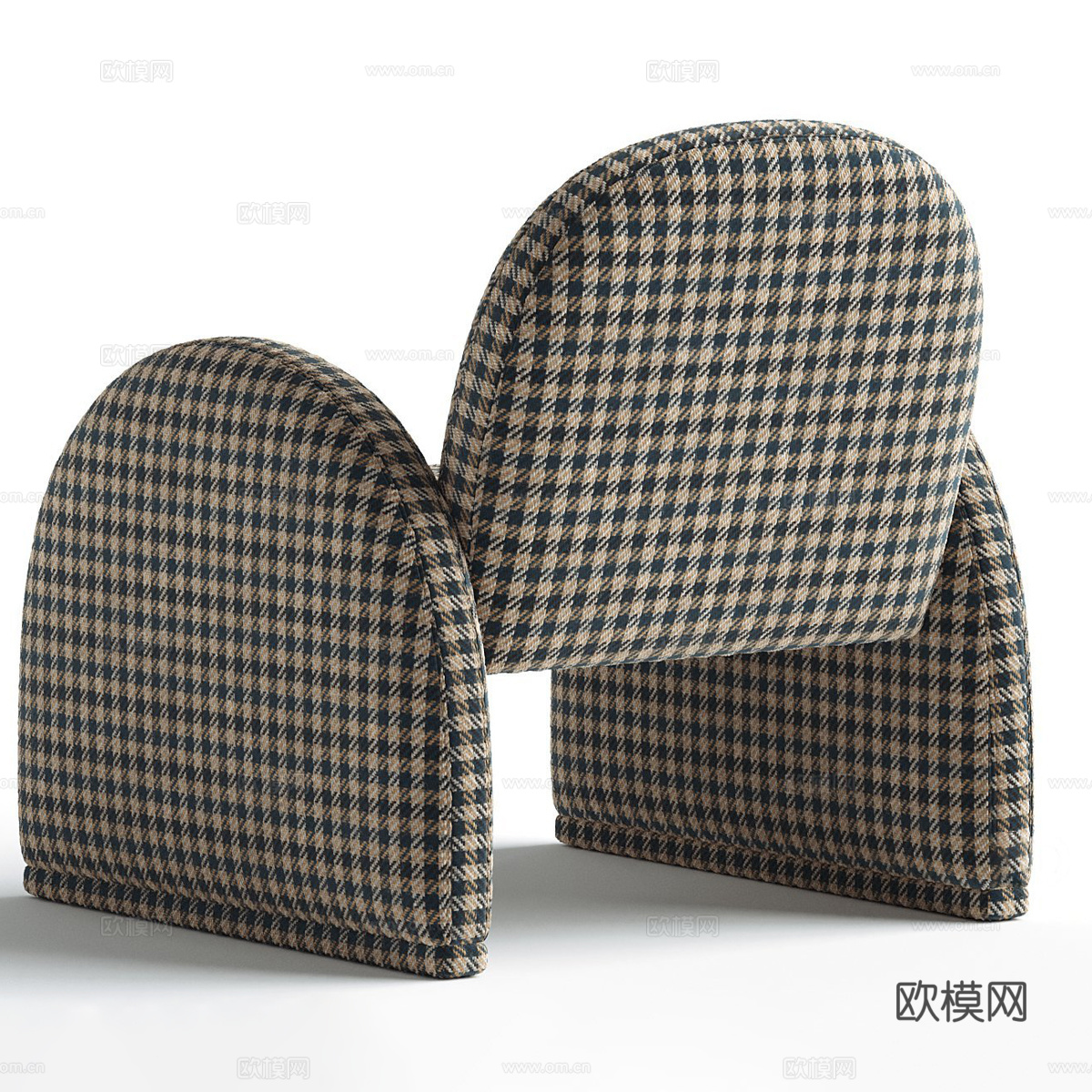 现代意式奶油风布艺扶手椅3d模型