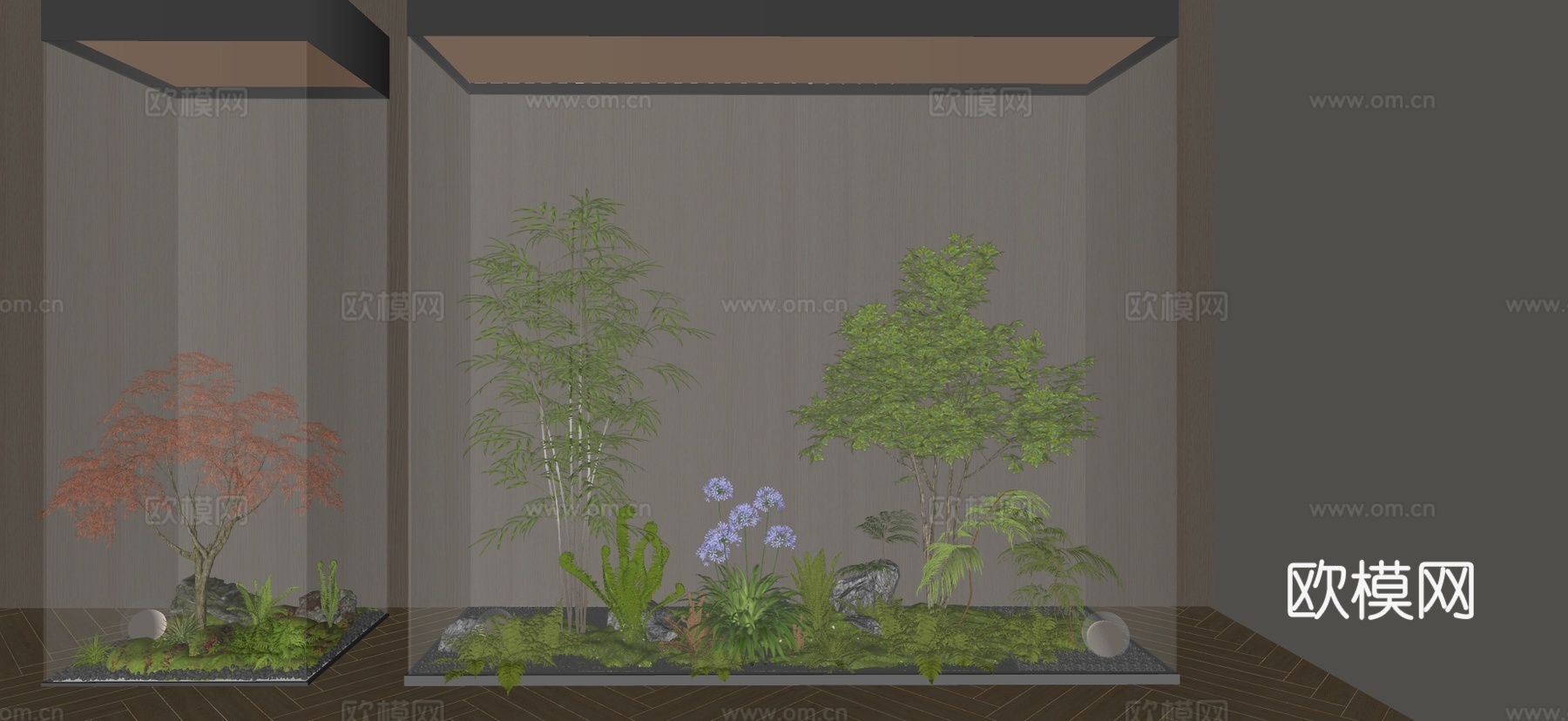室内景观 景观小品 室内造景 植物堆 植物组合 庭院小品su模型