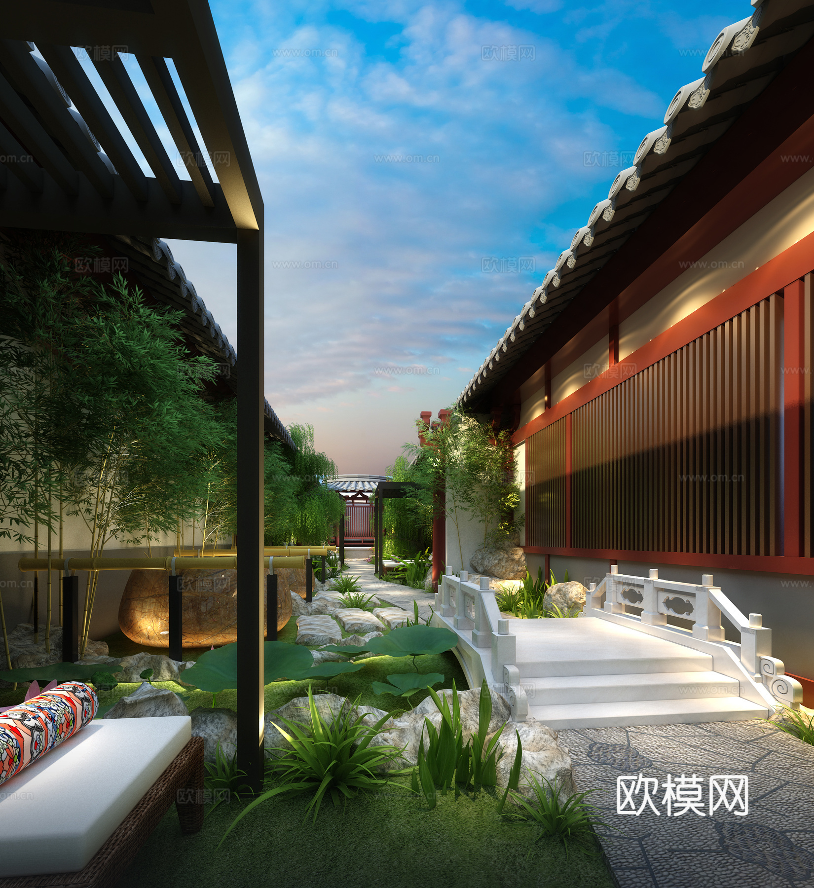 温泉3d模型下载（渲染图2）