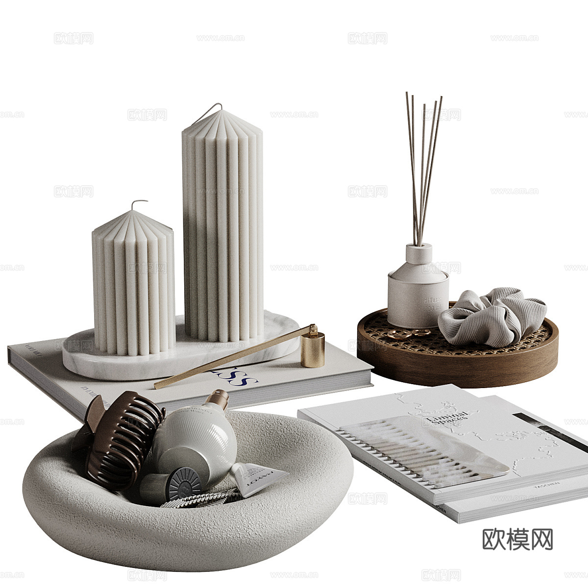 新中式中古风饰品摆件组合3d模型