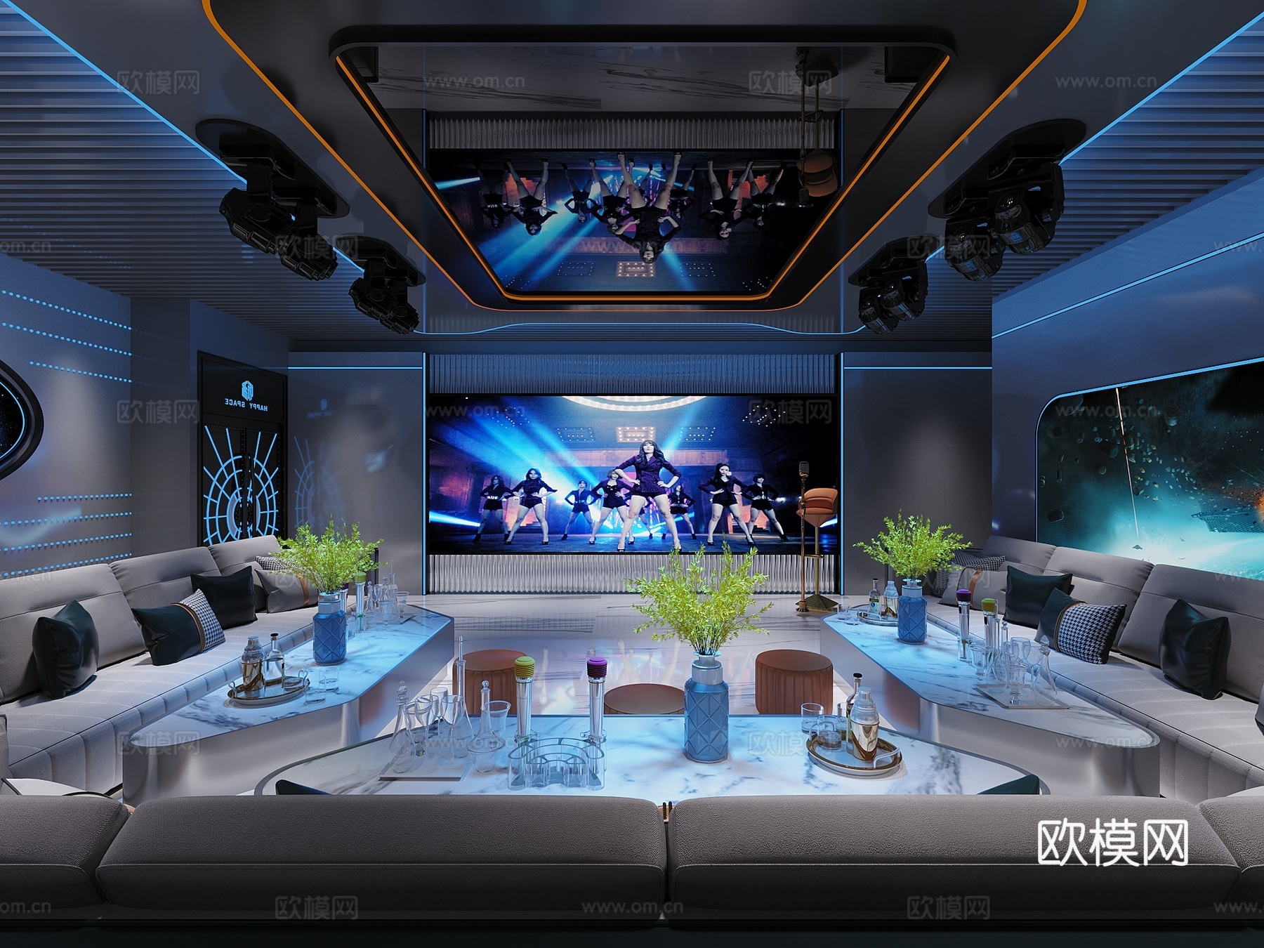 现代KTV包厢3d模型