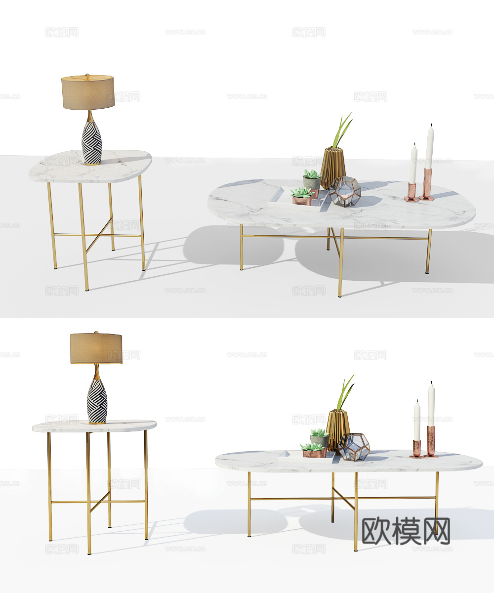 北欧茶几 茶几 边几 金属茶几 轻奢茶几 大理石茶几3d模型