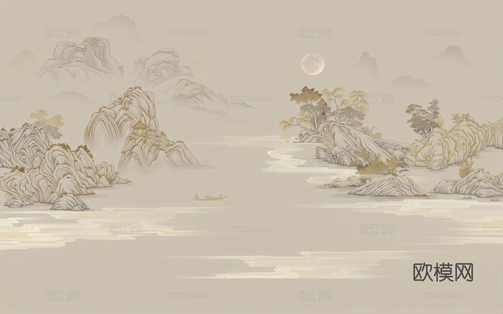 水墨装饰壁画