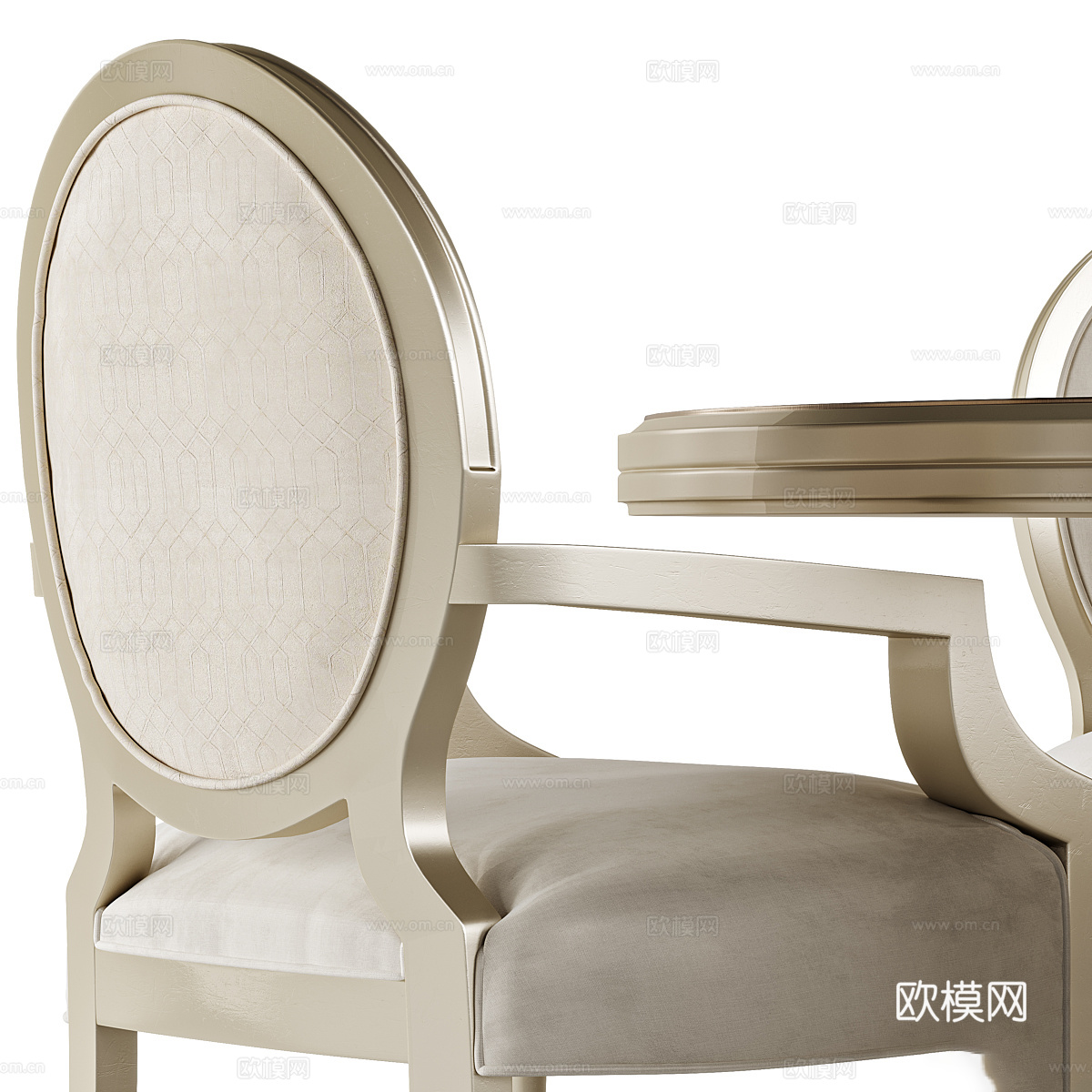 欧式椭圆餐桌椅组合3d模型