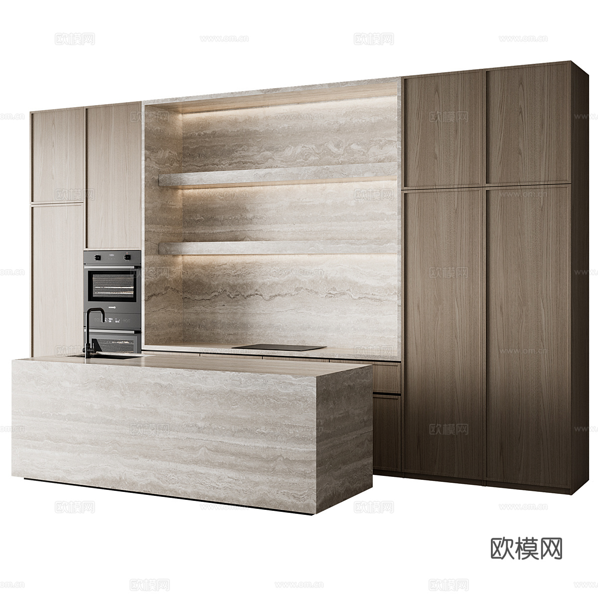 现代意式橱柜 岛台3d模型