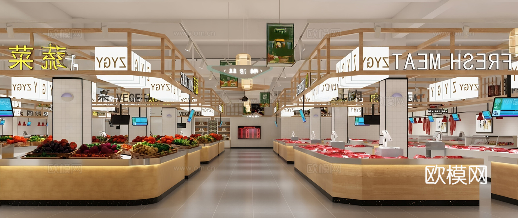 现代菜市场 农贸市场3d模型