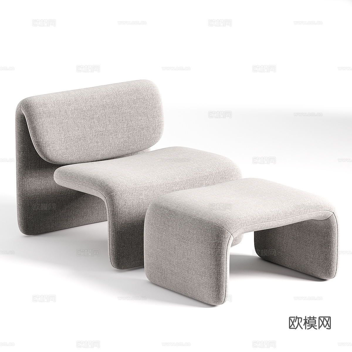 现代意式布艺躺椅3d模型