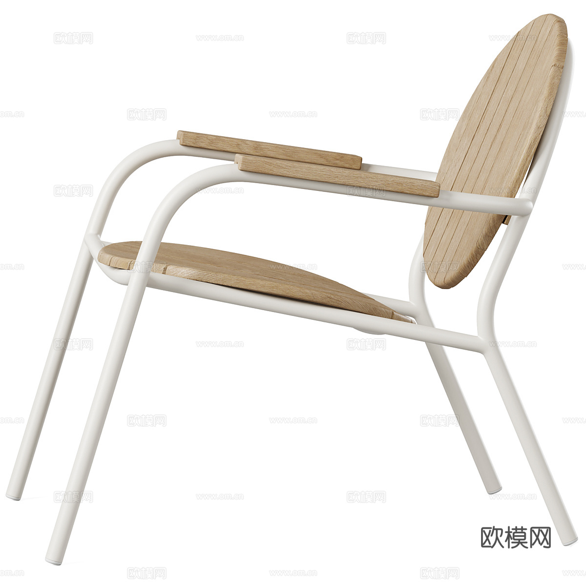 现代意式不锈钢木质扶手椅3d模型