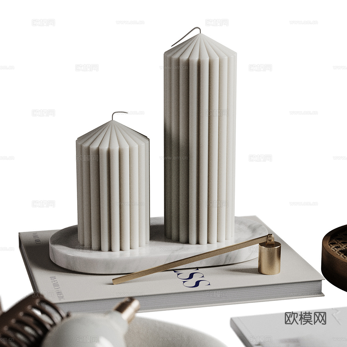 新中式中古风饰品摆件组合3d模型