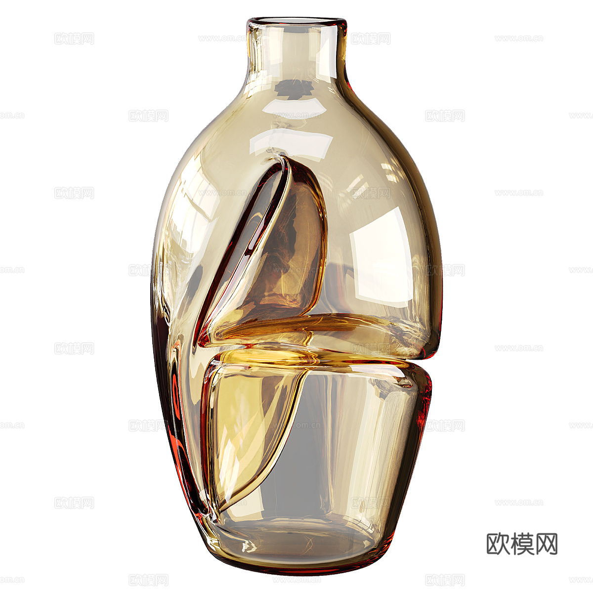 现代意式轻奢艺术花瓶 陶罐3d模型