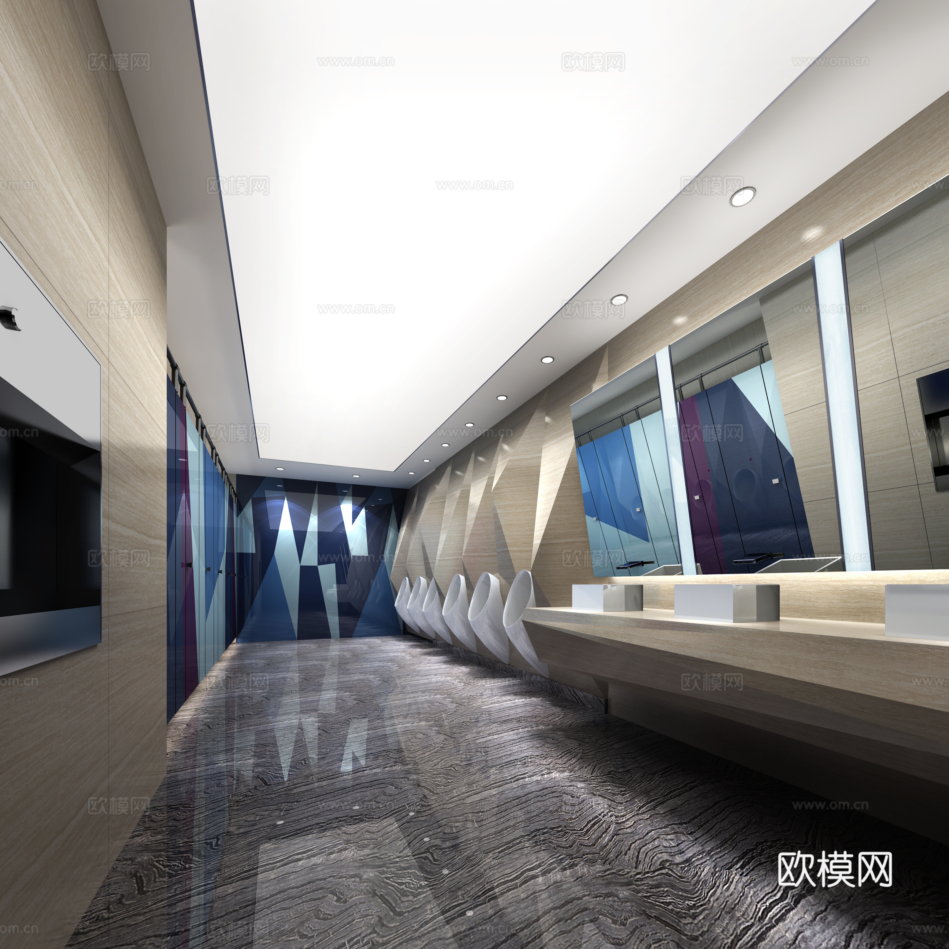 现代商场卫生间 洗手盘 厕所 尿兜 小便器3d模型