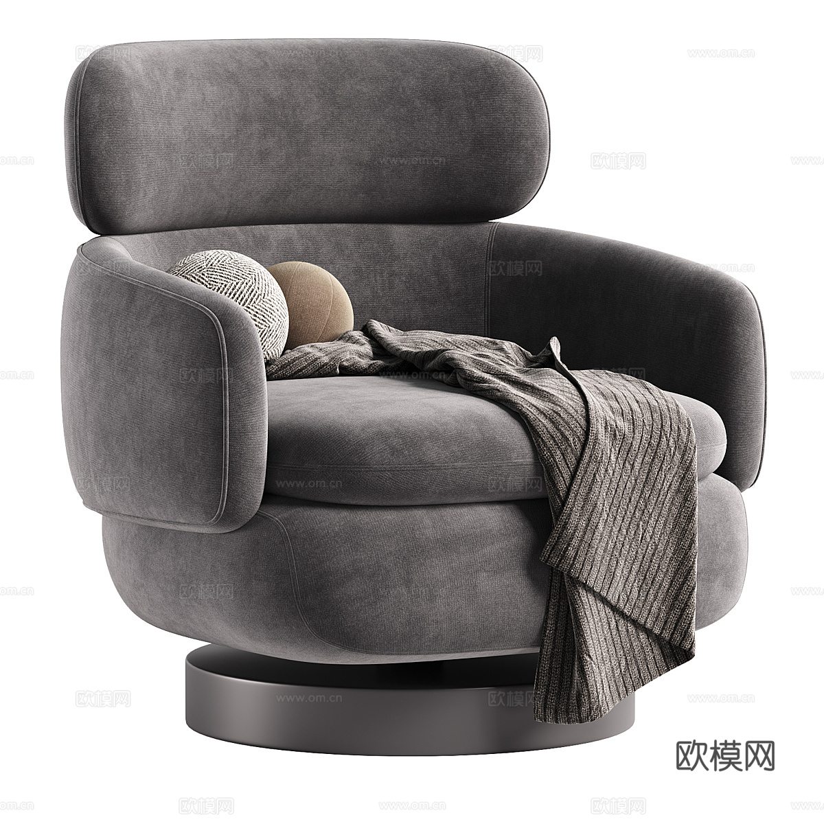 现代意式轻奢布艺扶手椅3d模型