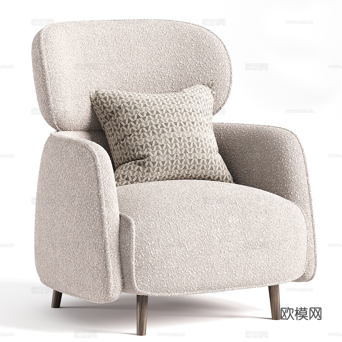 现代意式布艺扶手椅3d模型