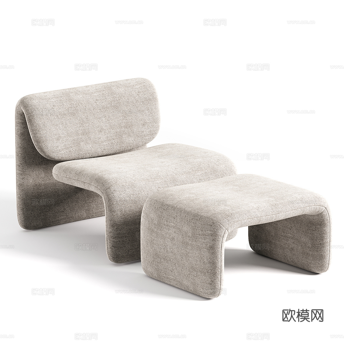 现代意式布艺躺椅3d模型