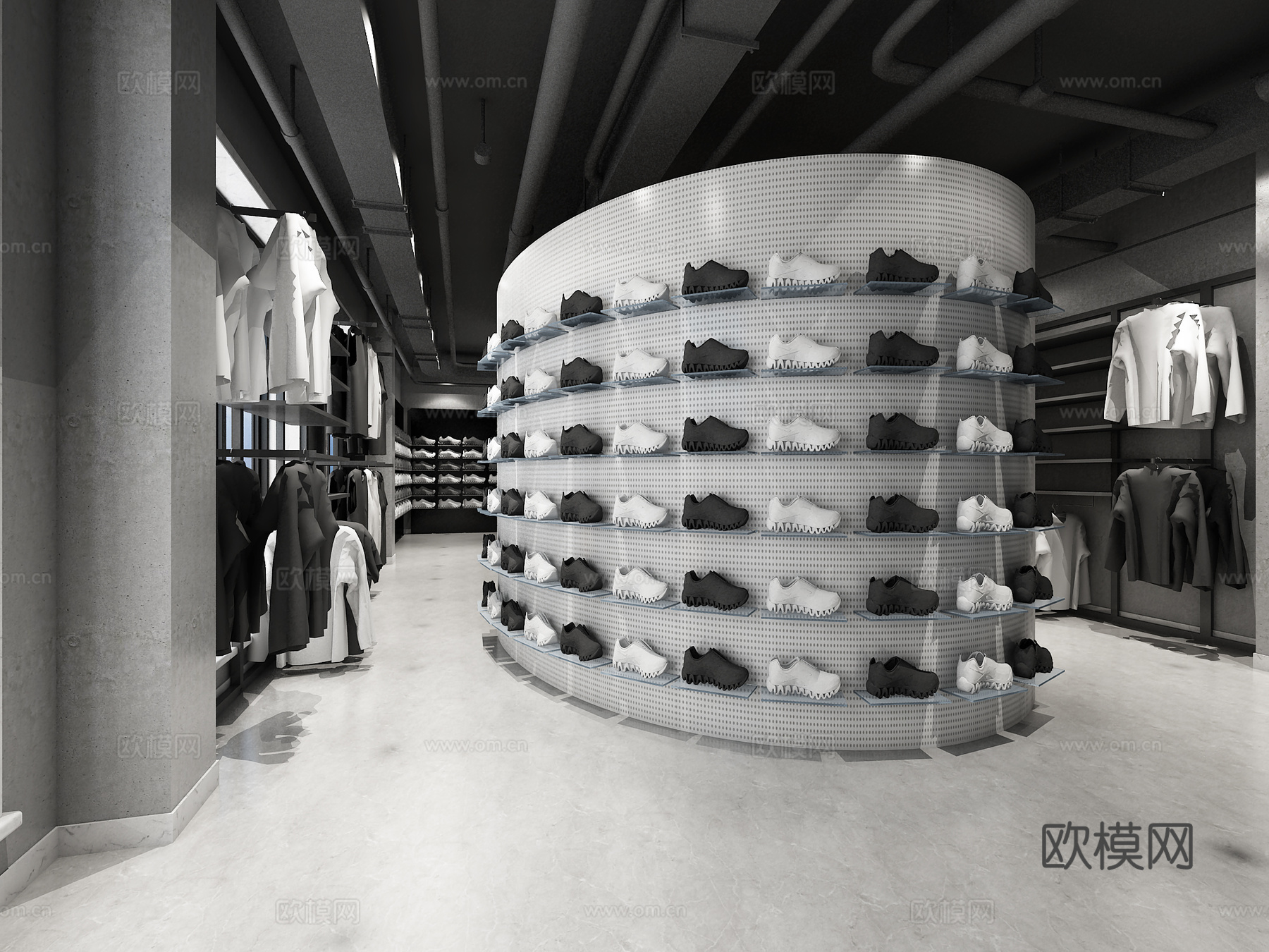 工业风格服装店铺展厅3d模型