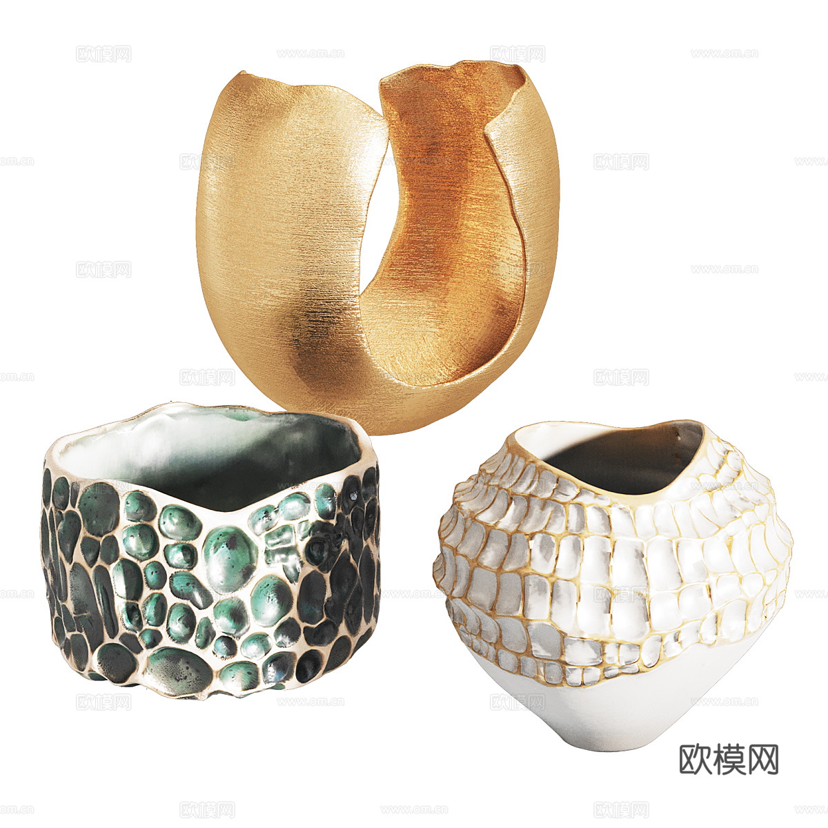 新中式轻奢艺术花瓶 陶罐3d模型