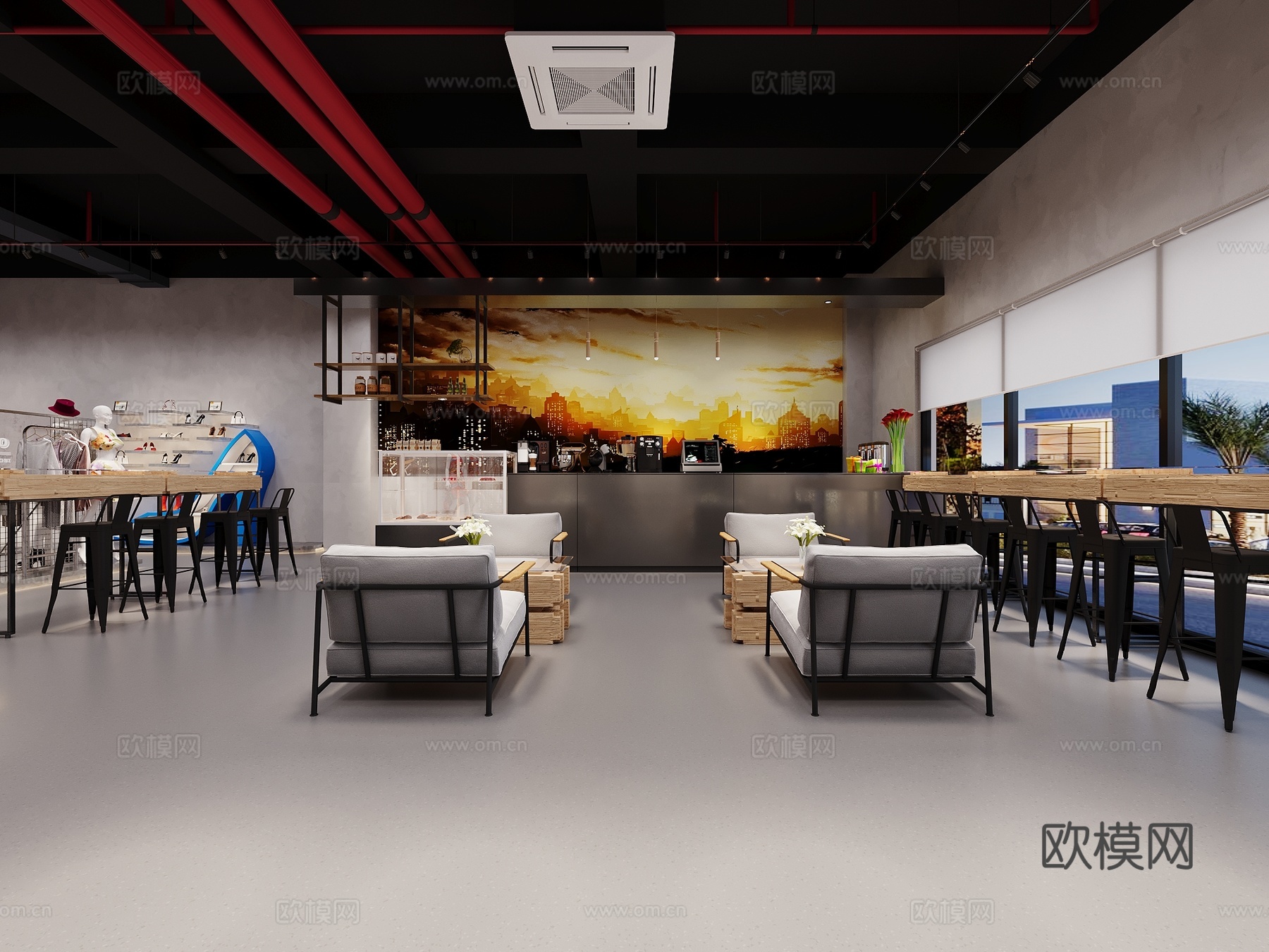 工业风服装店3d模型