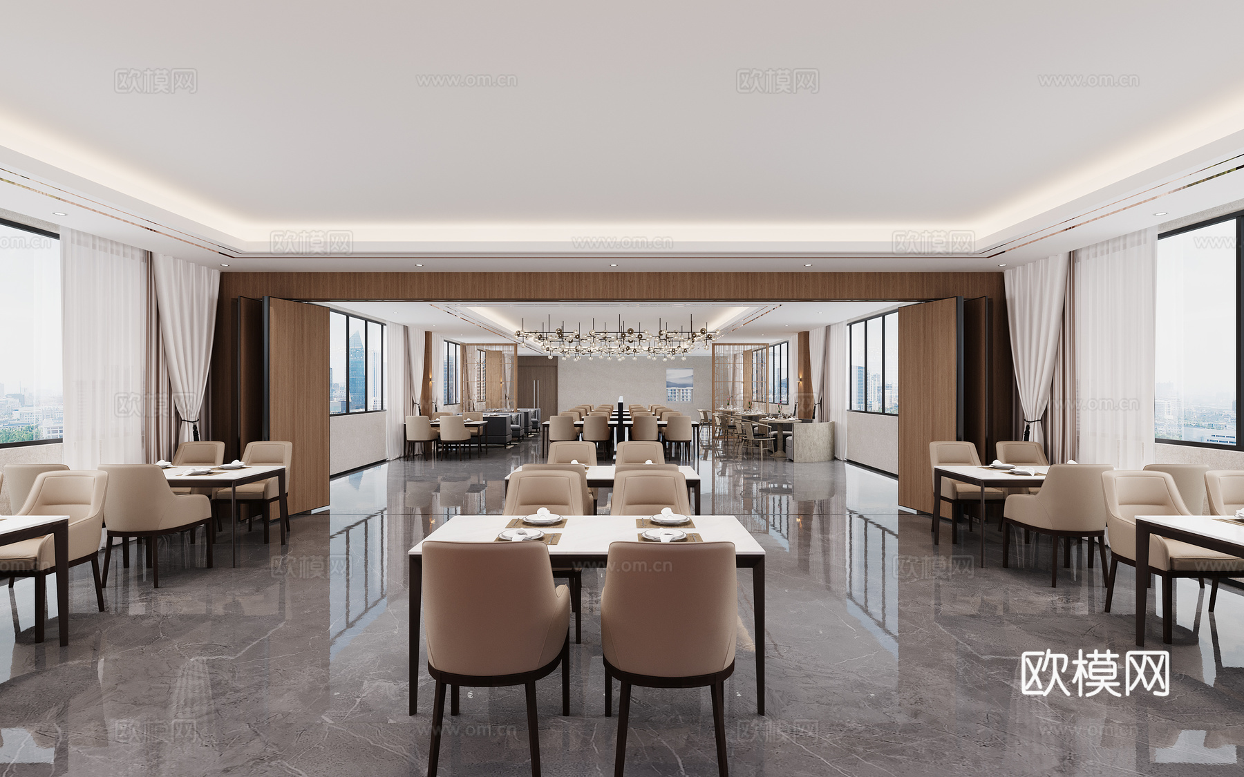现代酒店餐厅3d模型