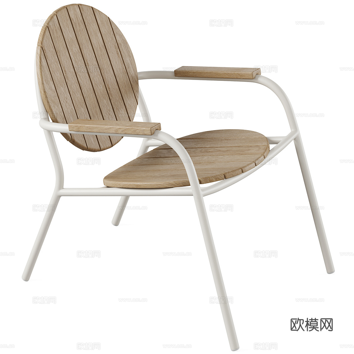 现代意式不锈钢木质扶手椅3d模型