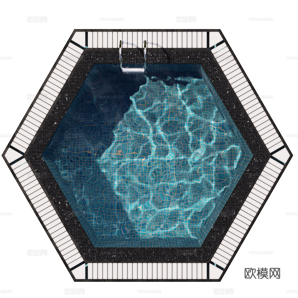 现代户外游泳池3d模型