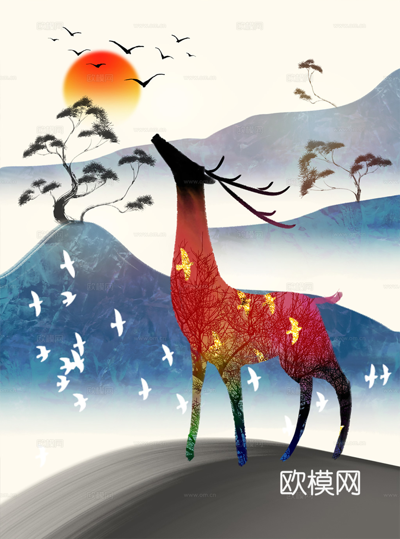 中式新中式挂画 油画水彩画 装饰画挂画下载