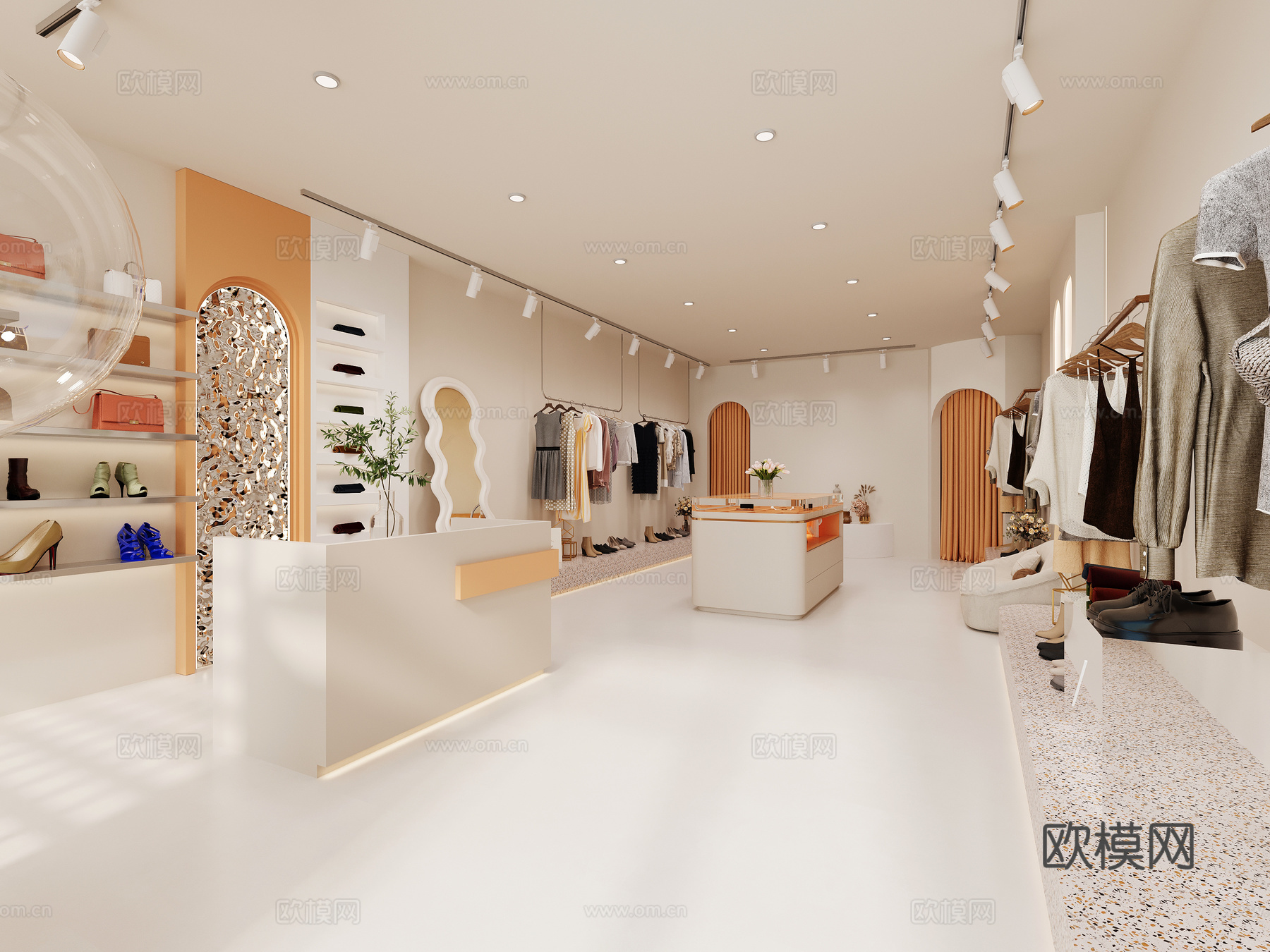 奶油风服装店3d模型