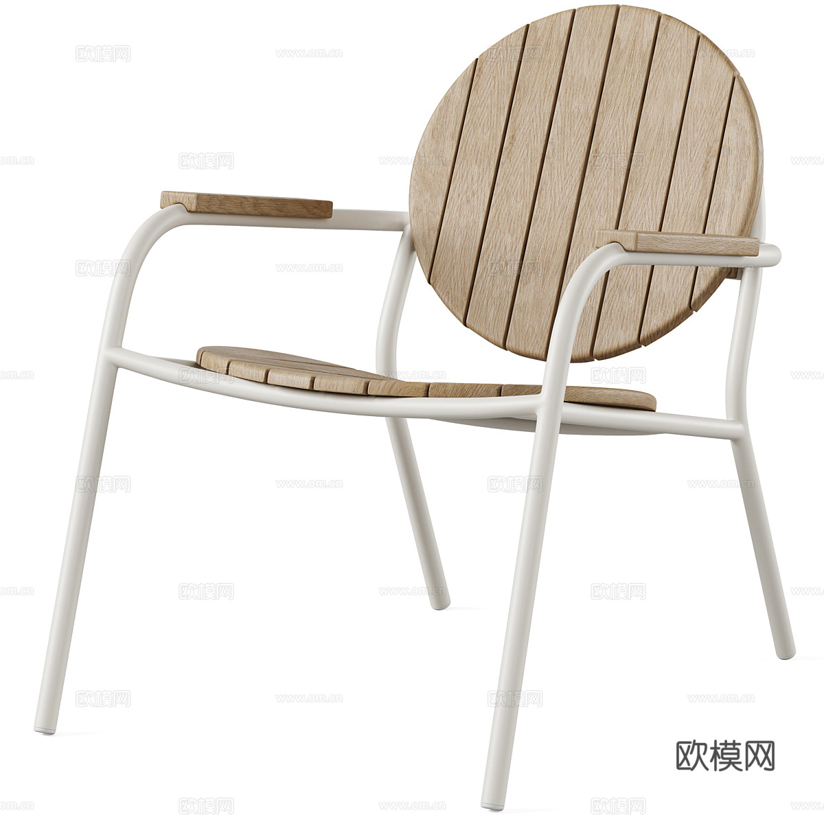 现代意式不锈钢木质扶手椅3d模型