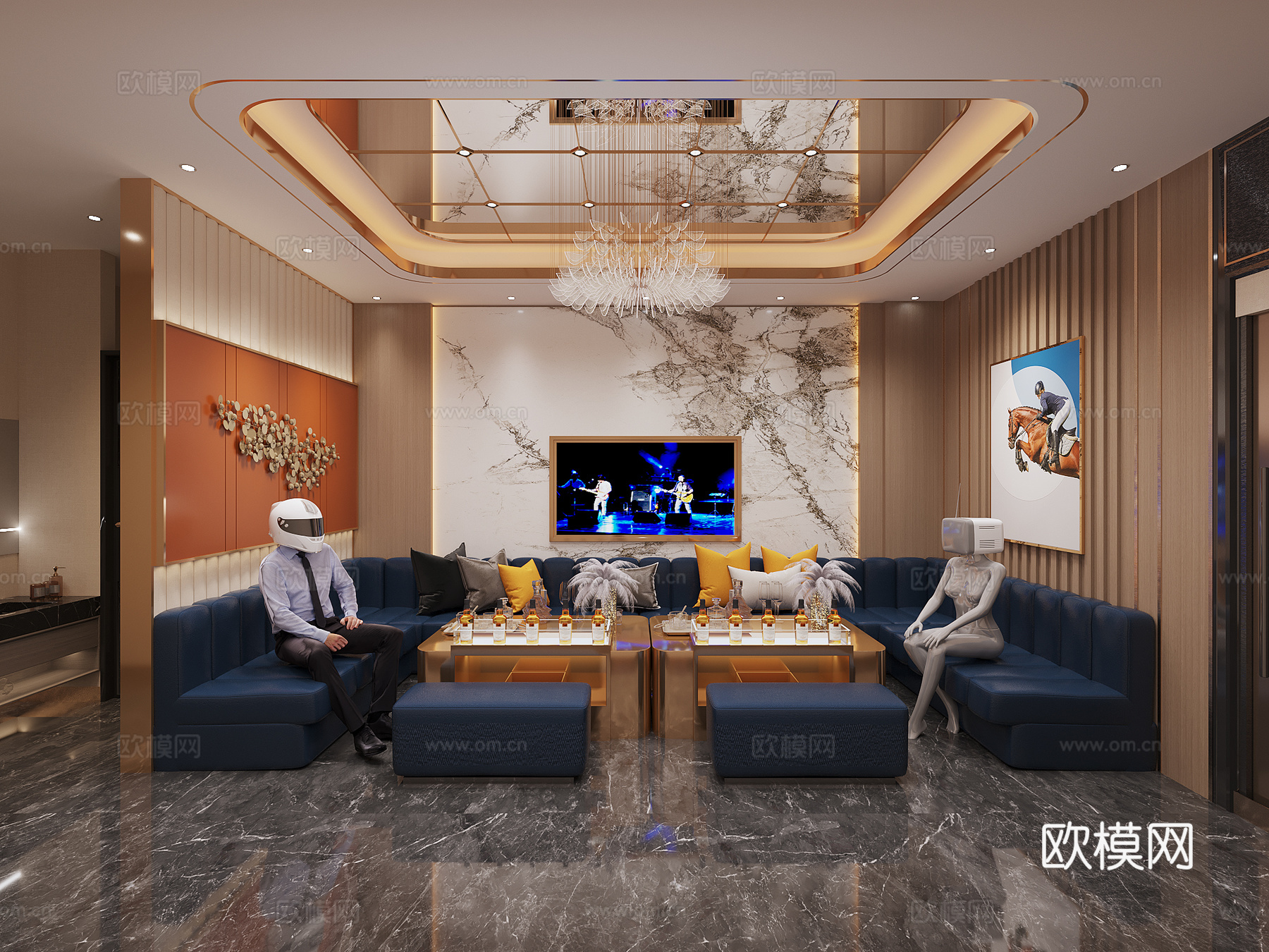 现代KTV包厢3d模型